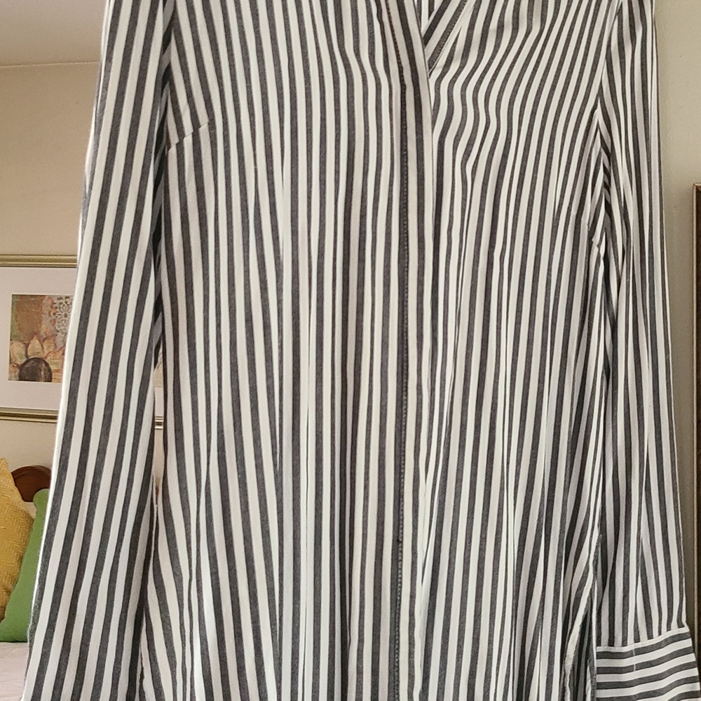 Lucky Brand Black and White Striped Button Down Shirt